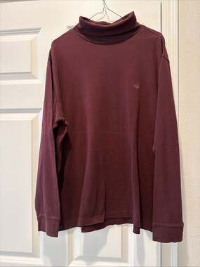 Brooks Brothers 1818 Mens L Burgundy Red Cotton Turtleneck Shirt